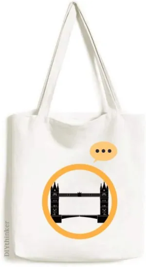 Britain London Tower Bridge Outline UK Expression Gift Sack Canvas Tote Shoulder Bag