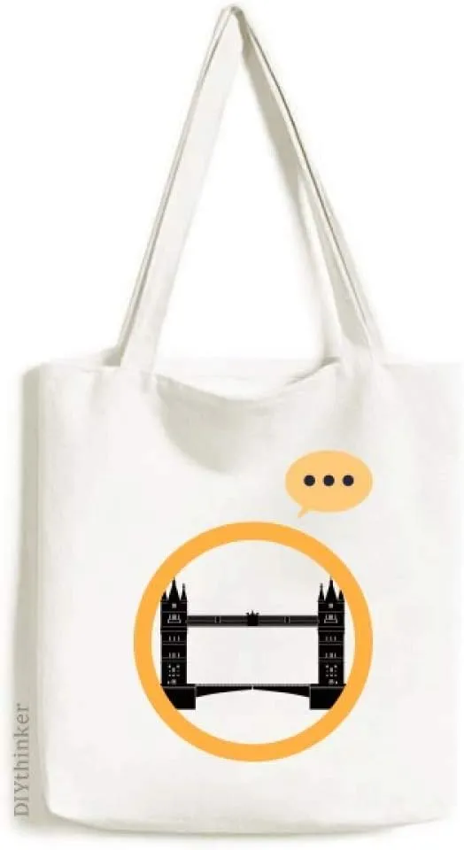 Britain London Tower Bridge Outline UK Expression Gift Sack Canvas Tote Shoulder Bag