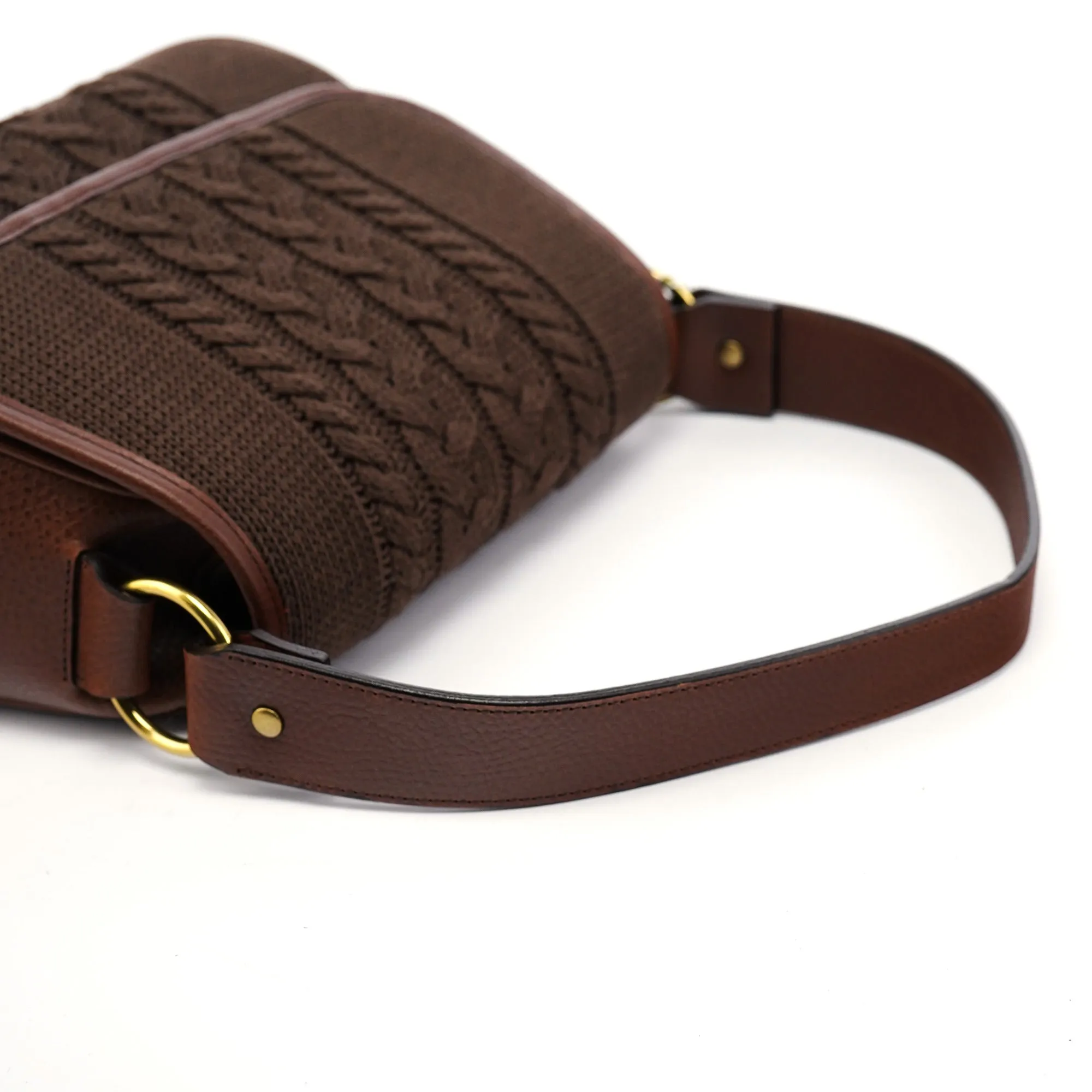 Brown Virgin Wool Shoulder Bag