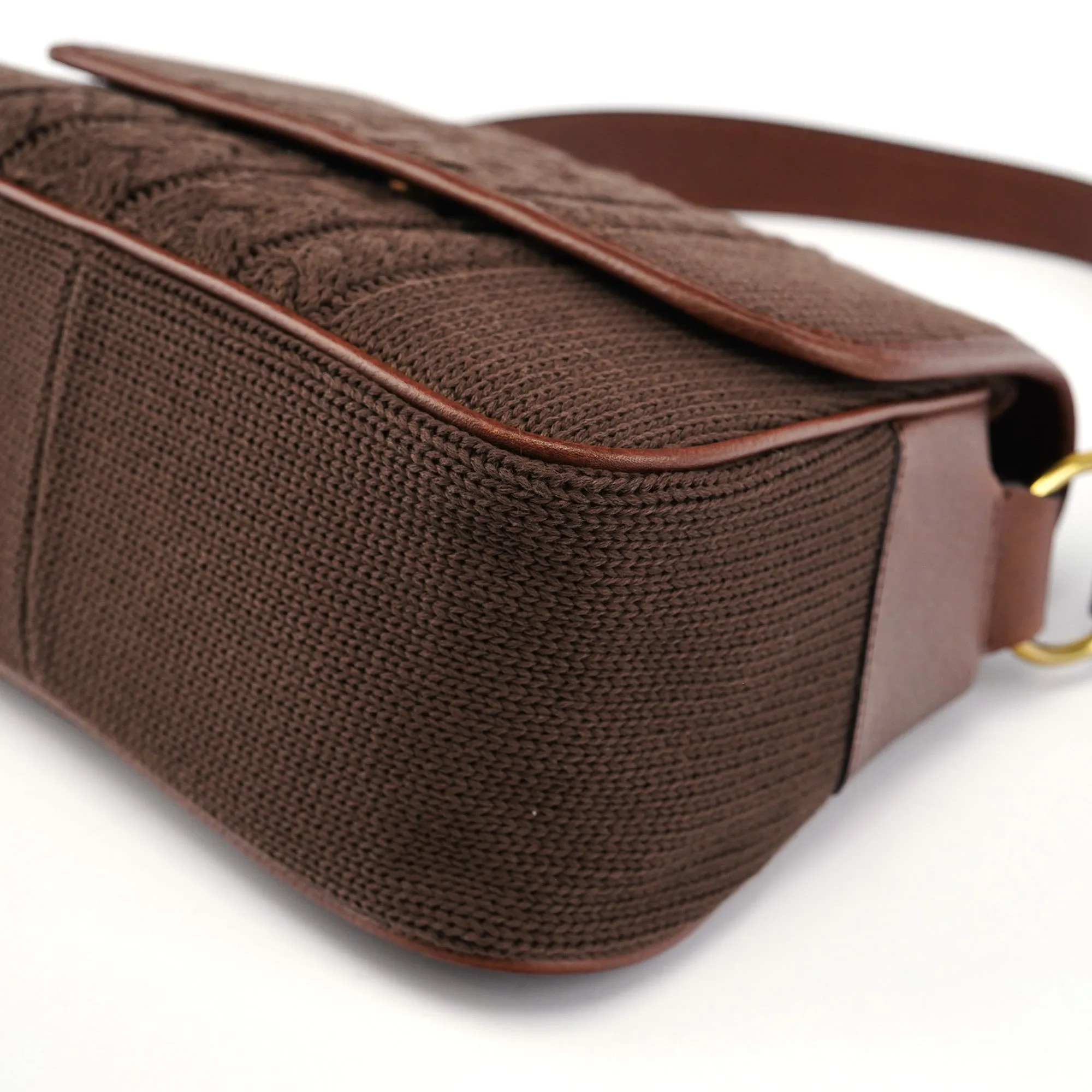 Brown Virgin Wool Shoulder Bag