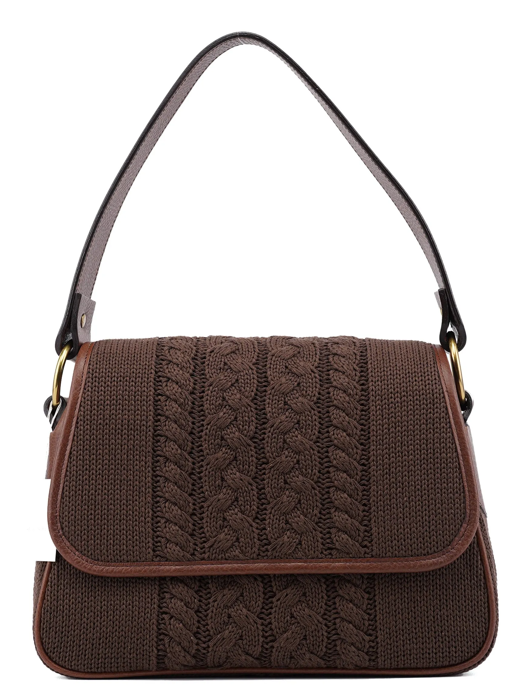Brown Virgin Wool Shoulder Bag