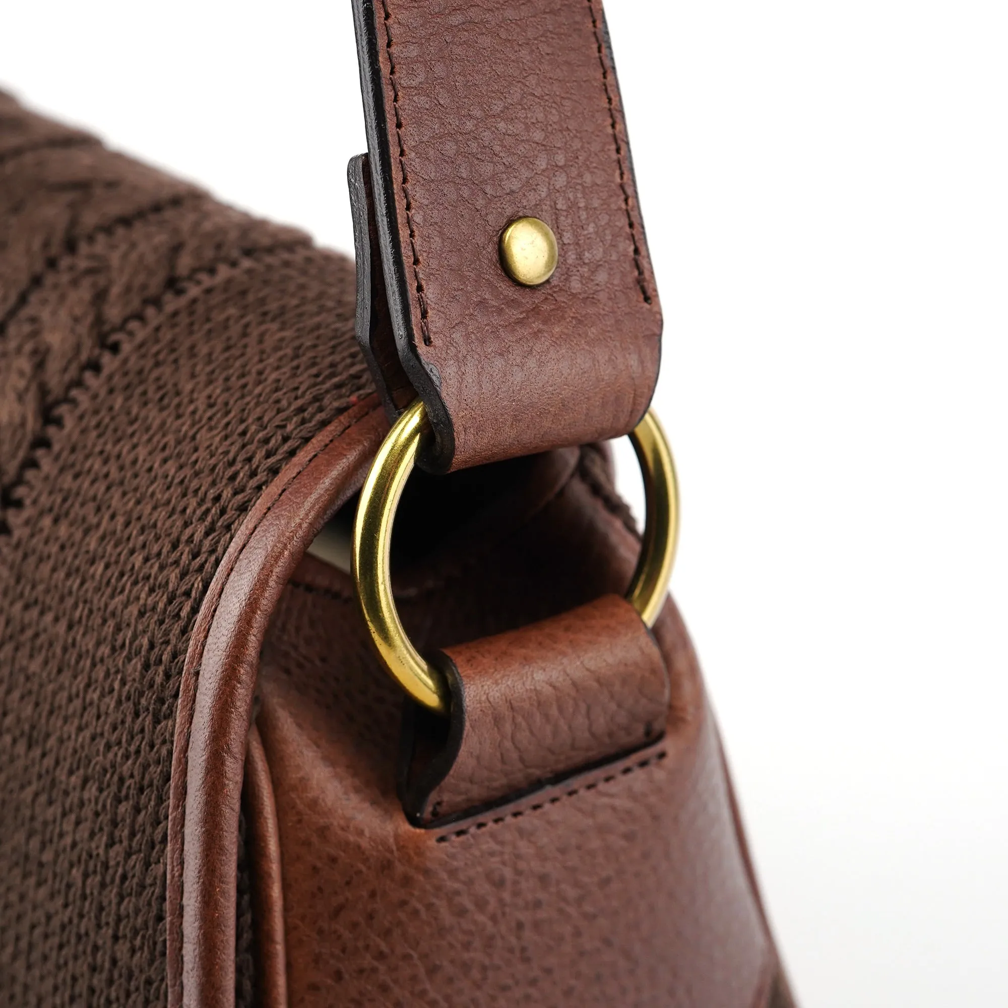 Brown Virgin Wool Shoulder Bag