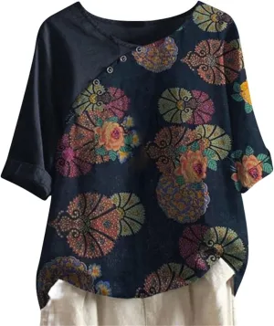 Button Down Shirts for Women Raglan Sleeve Hem Slit Loose Short Sleeve Button Decoration Womens Button Down Blouse