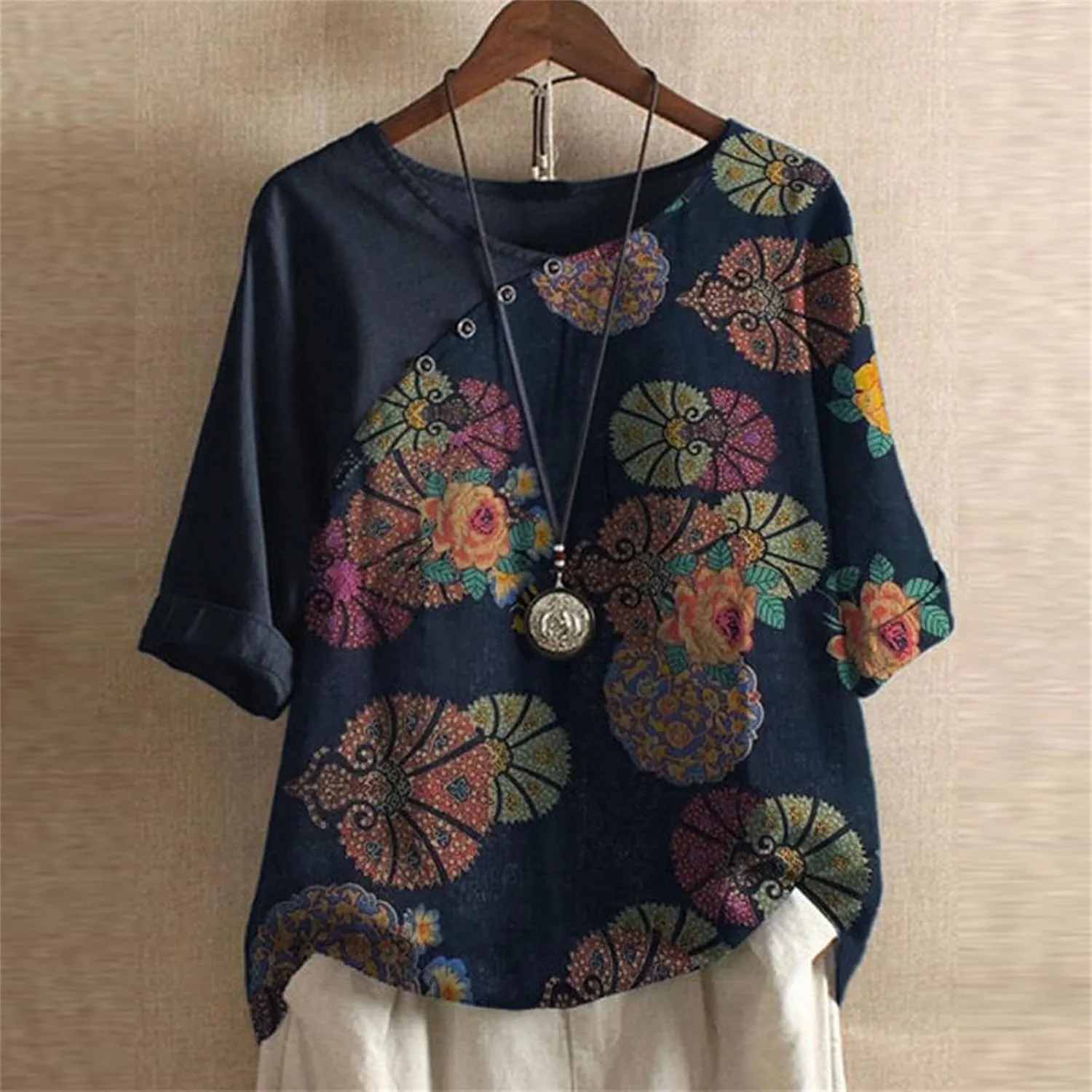 Button Down Shirts for Women Raglan Sleeve Hem Slit Loose Short Sleeve Button Decoration Womens Button Down Blouse