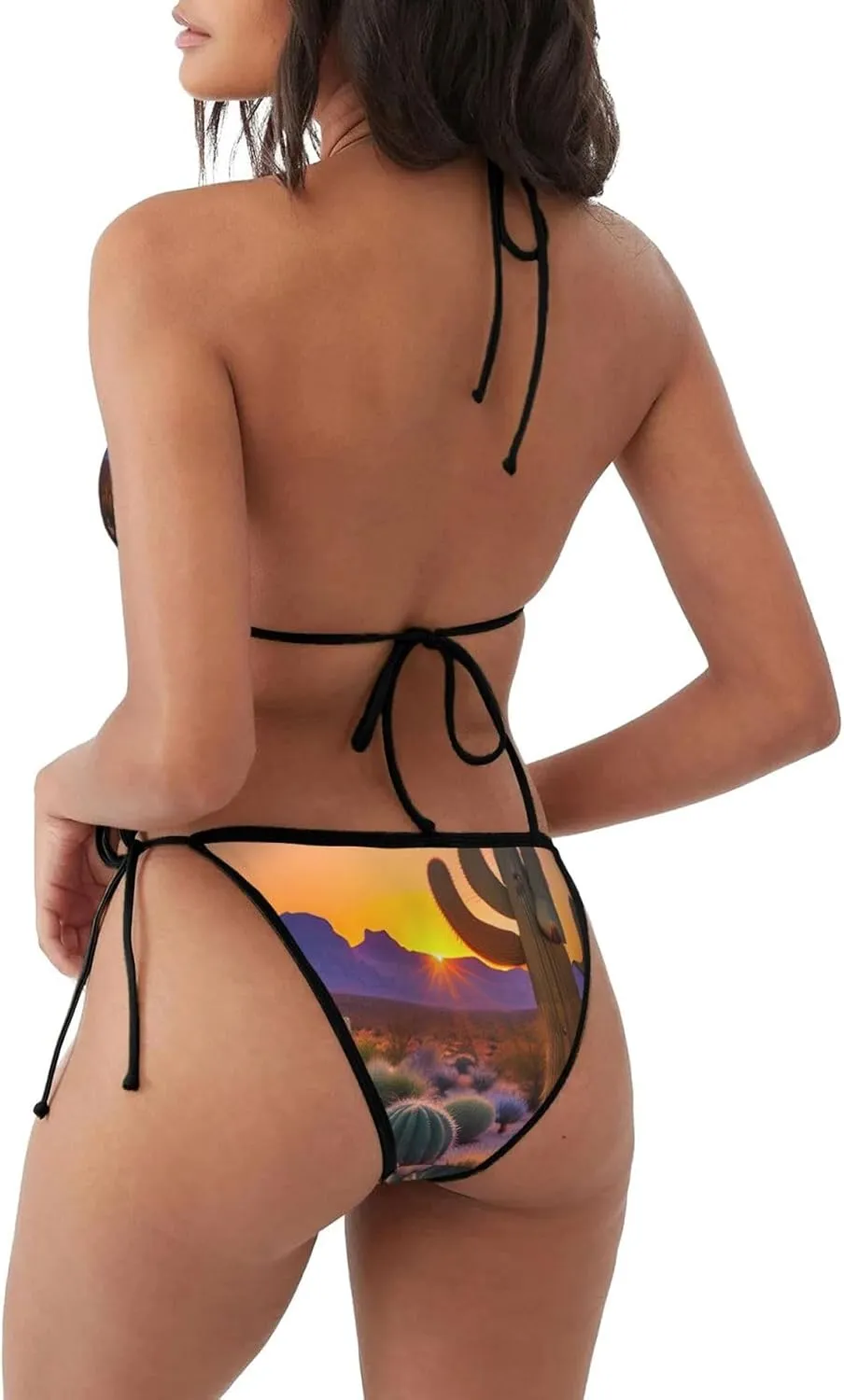 Cactus Desert Sunsets Print Stylish Bikini Sets for Women,Soft Comfortable Bathing Suits,Perfect for Beach and Pool