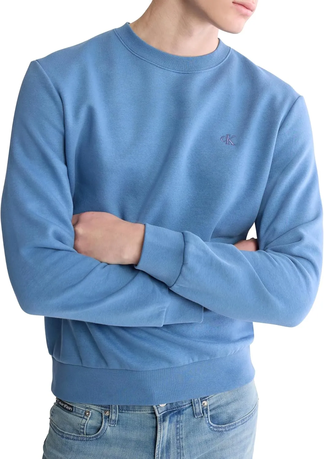Calvin Klein Men's Relaxed Fit Monogram Logo Fleece Sweatshirt