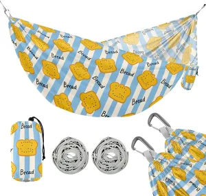 Camping Hammock Outdoor Hammocks for Outside Bread Blue Striped Beach Trees Portable Lightweight with Pockets Tree Straps Indoor