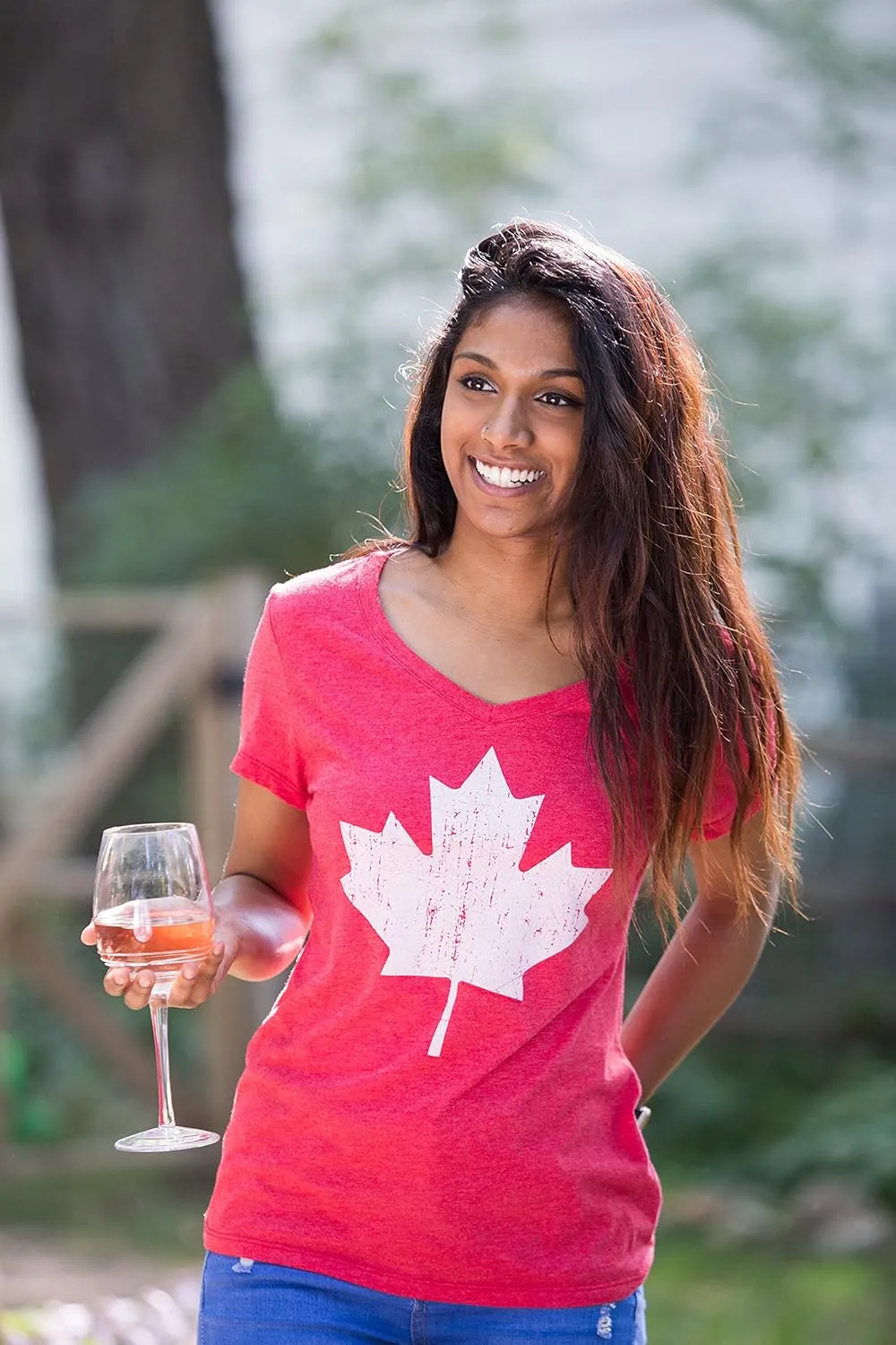Canada Pride - Vintage Style, Retro Canadian Maple Leaf Women's V-Neck T-Shirt