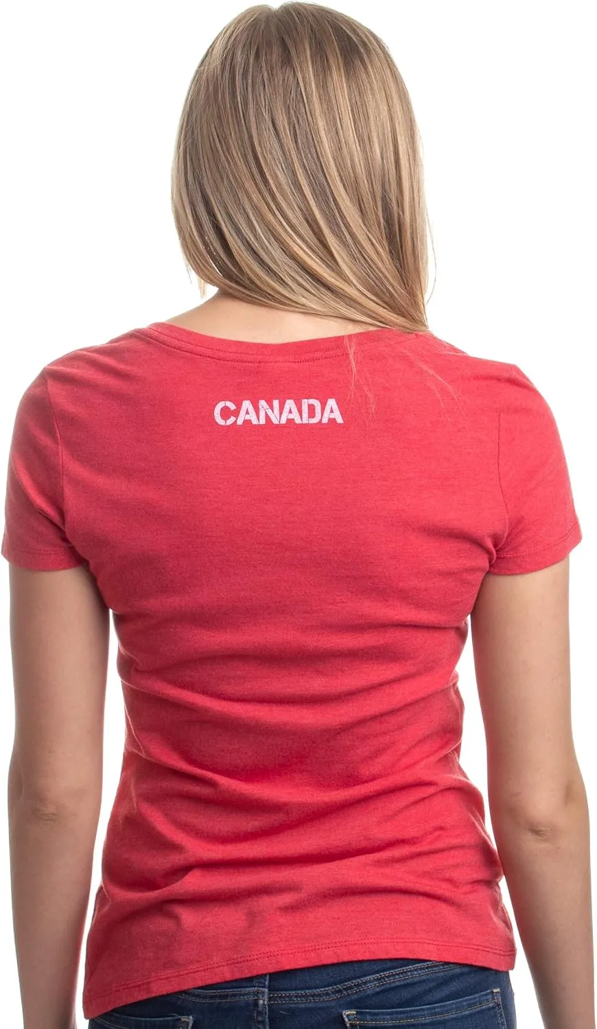 Canada Pride - Vintage Style, Retro Canadian Maple Leaf Women's V-Neck T-Shirt