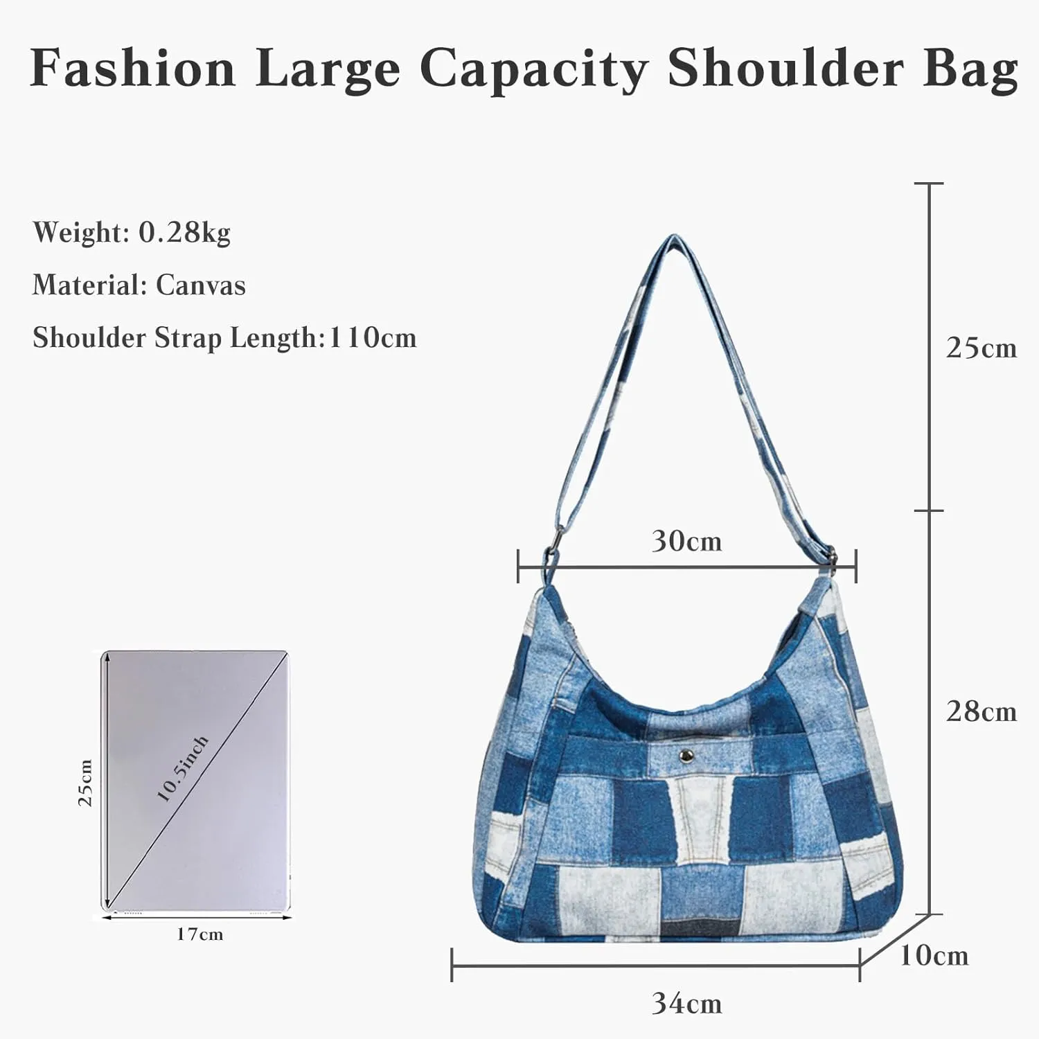 Canvas Crossbody Bag for Women Large Capacity Shoulder Bag Retro Messenger Bag Casual Tote Bag Handbag Satchel Bag