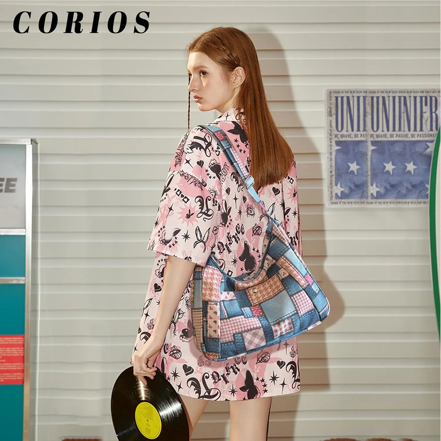 Canvas Crossbody Bag for Women Large Capacity Shoulder Bag Retro Messenger Bag Casual Tote Bag Handbag Satchel Bag