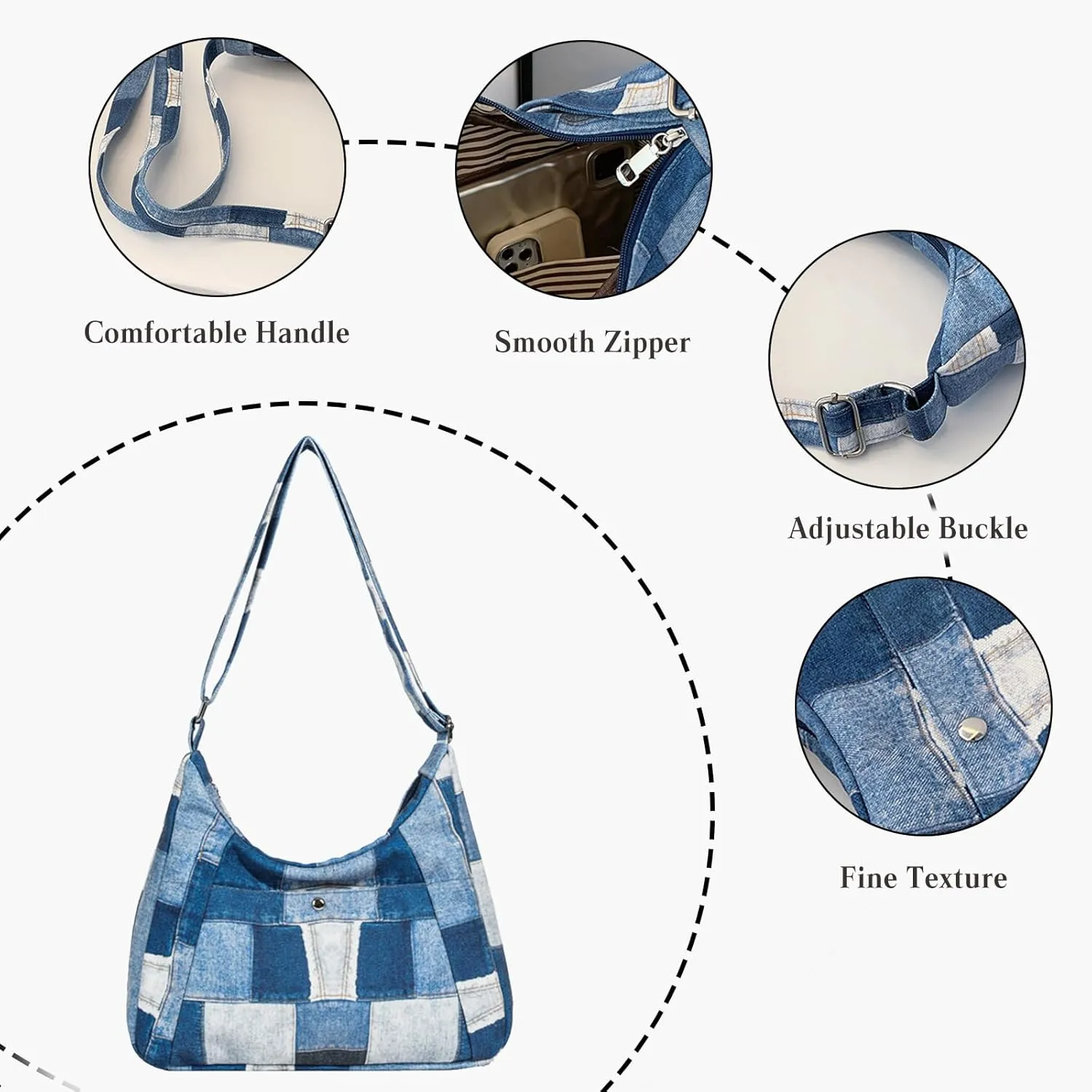 Canvas Crossbody Bag for Women Large Capacity Shoulder Bag Retro Messenger Bag Casual Tote Bag Handbag Satchel Bag
