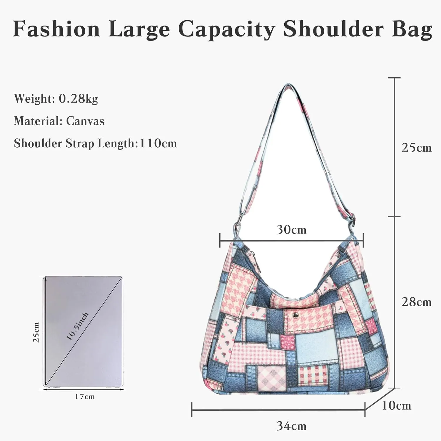 Canvas Crossbody Bag for Women Large Capacity Shoulder Bag Retro Messenger Bag Casual Tote Bag Handbag Satchel Bag