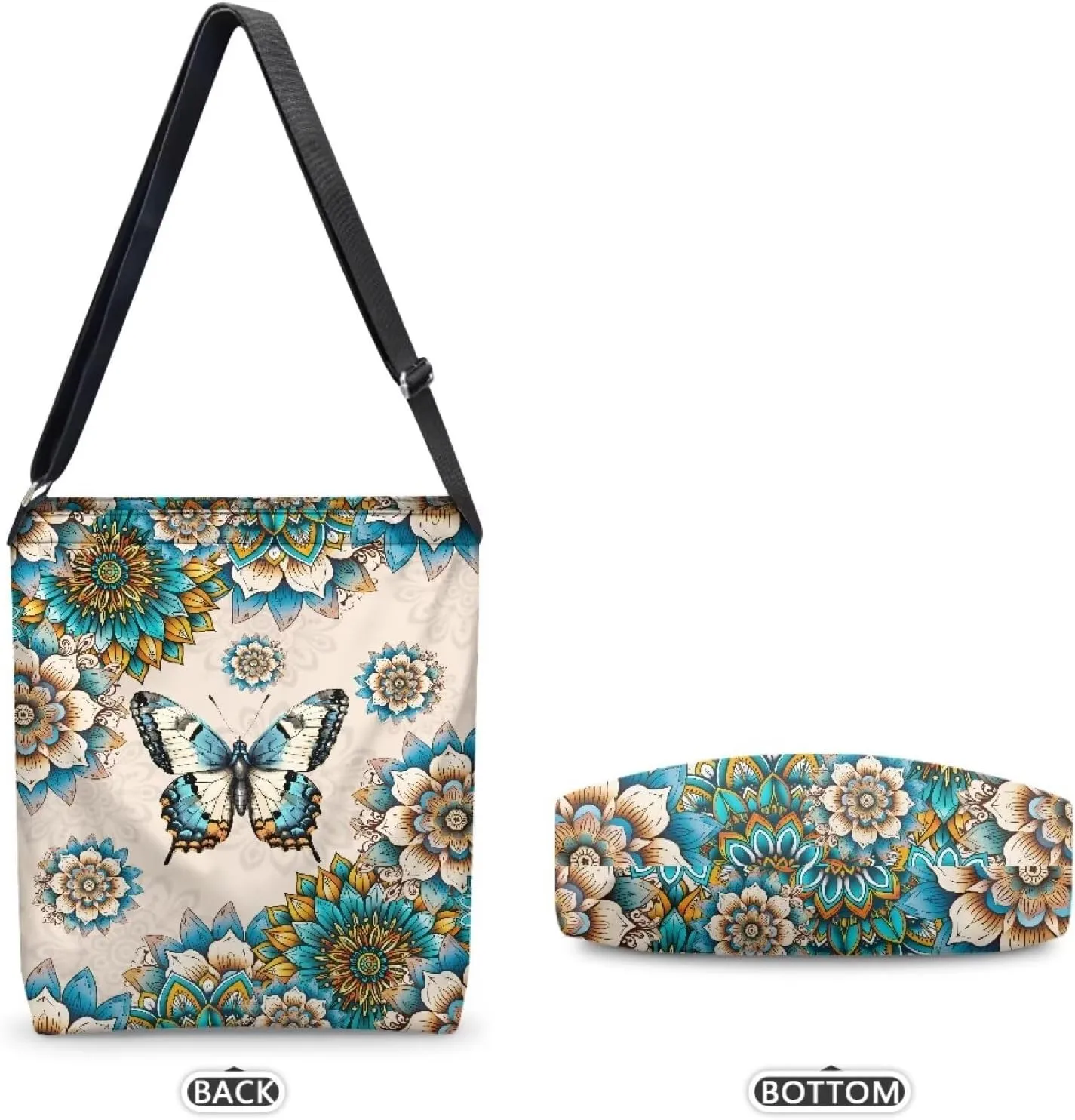 Canvas Crossbody Bag Women Shoulder Bag with Zipper Messenger Bag Storage Organizer with Strap Tote Bag with Pocket