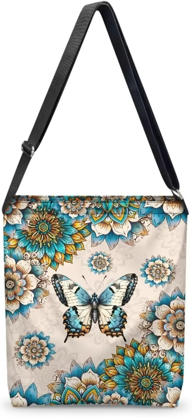 Canvas Crossbody Bag Women Shoulder Bag with Zipper Messenger Bag Storage Organizer with Strap Tote Bag with Pocket