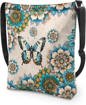 Canvas Crossbody Bag Women Shoulder Bag with Zipper Messenger Bag Storage Organizer with Strap Tote Bag with Pocket