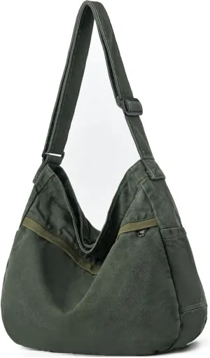 Canvas Hobo Crossbody Shoulder Tote Bag for Women and Men Large Purse Messenger Bag Travel Work Shopping
