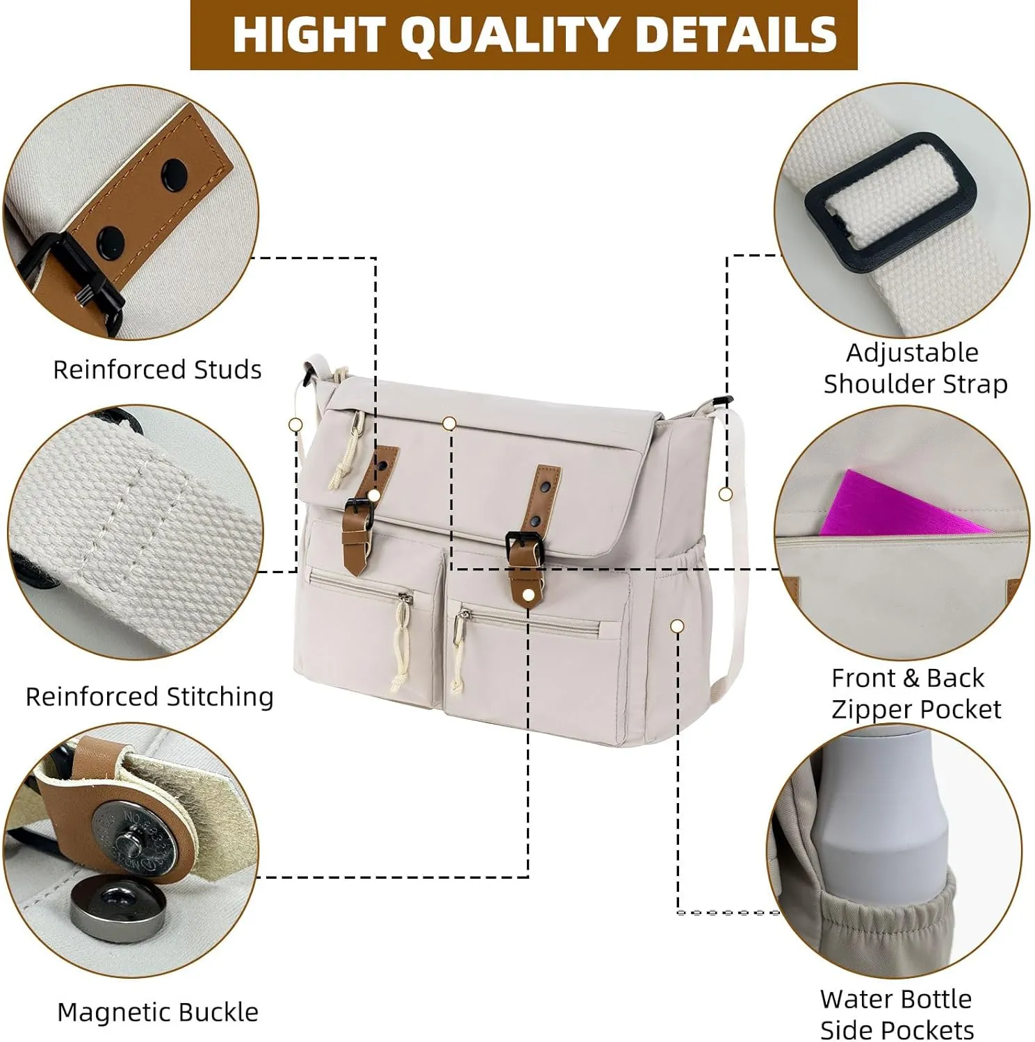 Canvas Messenger Bag for Men Women,Crossbody Shoulder Bag Travel Messenger Canvas Shoulder Work Daily Vintage