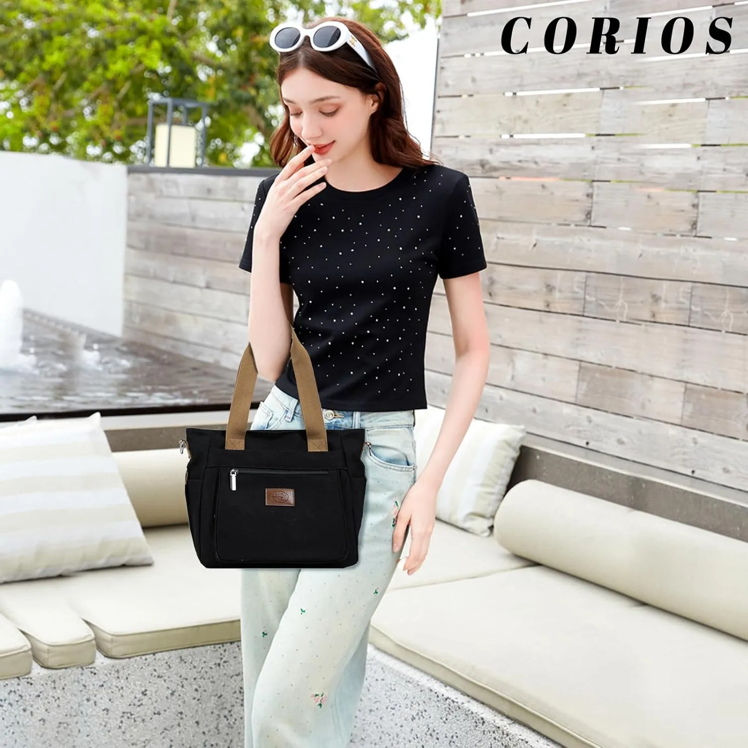 Canvas Shoulder Bag for Women - Casual Large Crossbody Top Handle Lightweight Satchel Messenger Bag