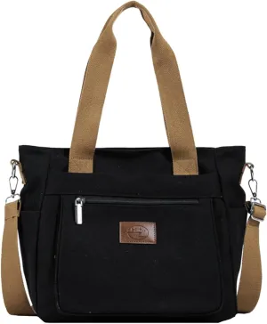 Canvas Shoulder Bag for Women - Casual Large Crossbody Top Handle Lightweight Satchel Messenger Bag