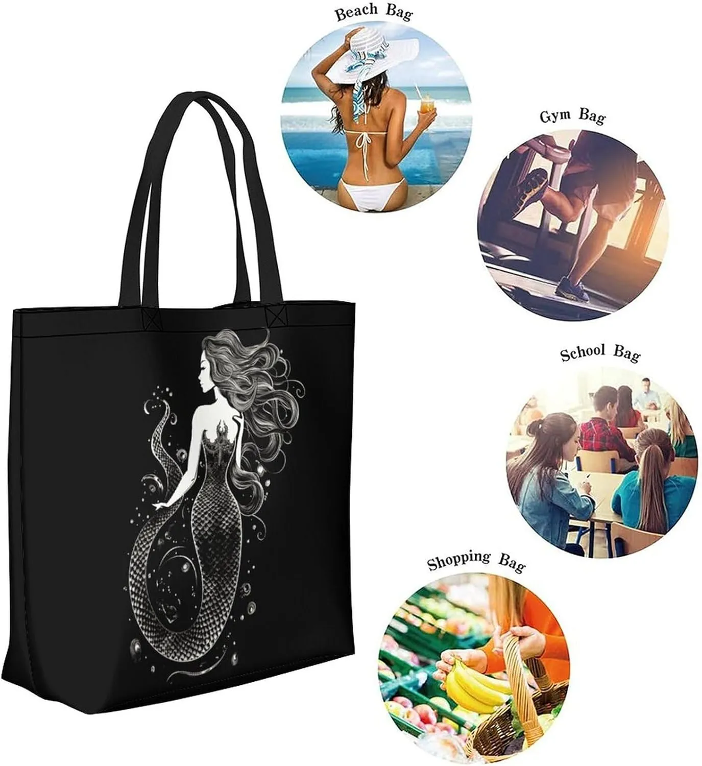 Canvas Tote Bag - Large Women's Casual Shoulder Handbag - Reusable Beach Shopping Grocery Bag for Outdoors