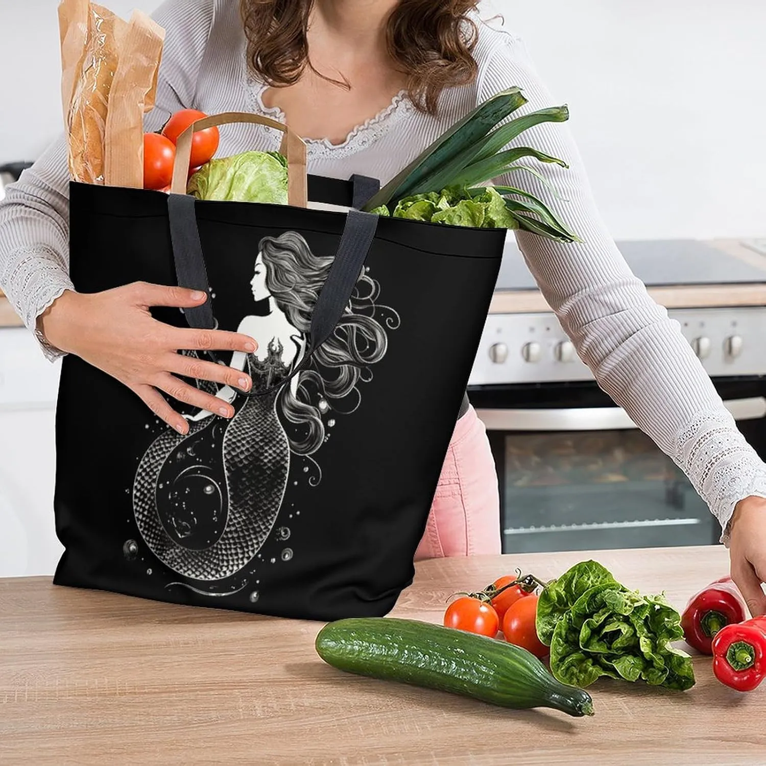 Canvas Tote Bag - Large Women's Casual Shoulder Handbag - Reusable Beach Shopping Grocery Bag for Outdoors