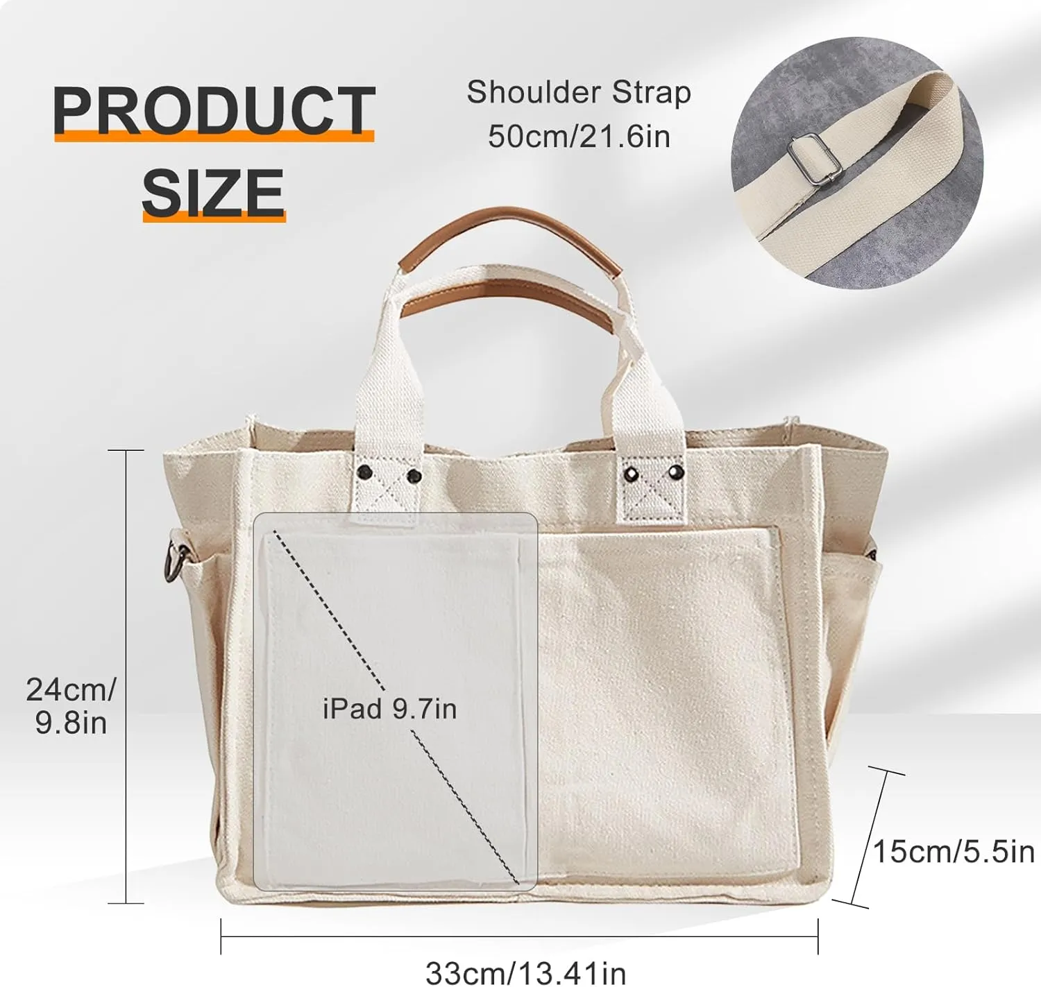 Canvas Tote Bags for Women Large Capacity Messenger Bag Durable Shoulder Bag Multi Pocket Casual Work Bags