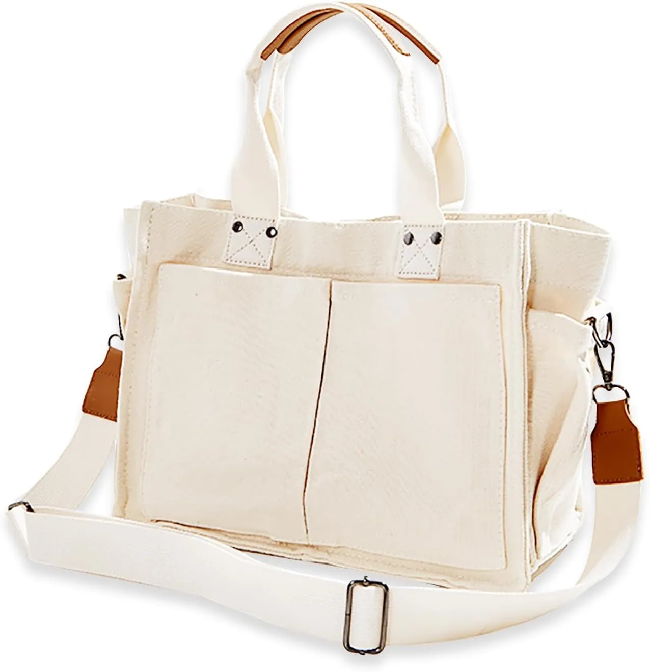 Canvas Tote Bags for Women Large Capacity Messenger Bag Durable Shoulder Bag Multi Pocket Casual Work Bags