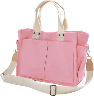 Canvas Tote Bags for Women Large Capacity Messenger Bag Durable Shoulder Bag Multi Pocket Casual Work Bags