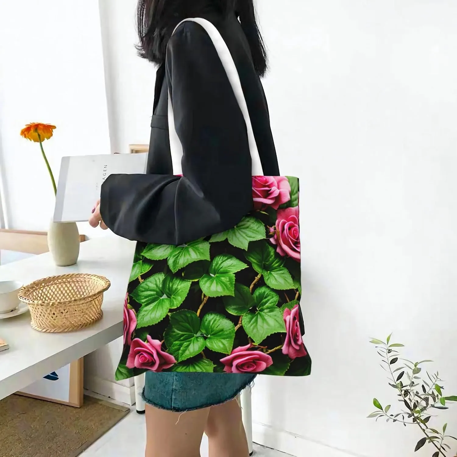 Canvas Tote Bags For Women,Tote Bag,Canvas Crossbody Bag For Office,Travel,Christmas Gift,Many Small Cactus Art Print