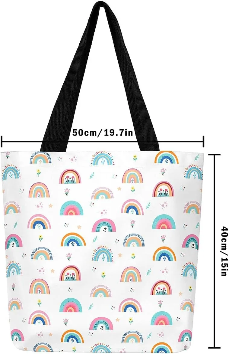 Cartoon Axolotl Canvas Tote Bag,Nautical Sea Animal Casual Reusable Handbag Ocean Fish Sandproof Beach Bag