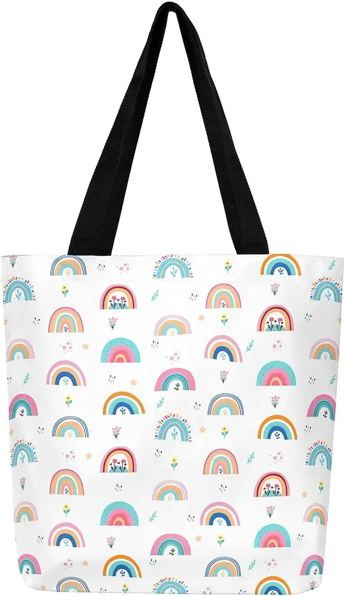 Cartoon Axolotl Canvas Tote Bag,Nautical Sea Animal Casual Reusable Handbag Ocean Fish Sandproof Beach Bag