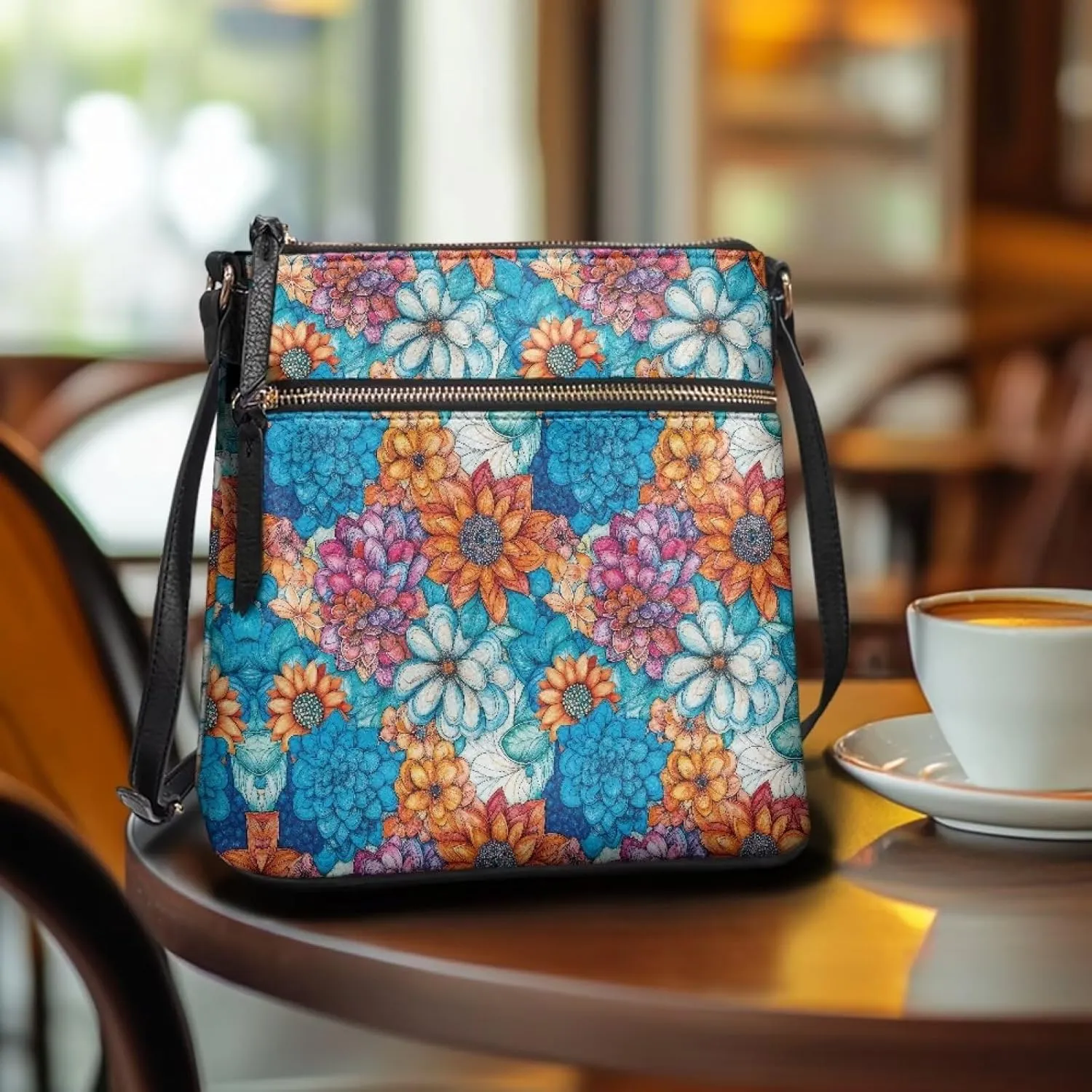 Casual Crossbody Bags for Women PU Shoulder Purse Bag Lightweight Messenger Bag with Zipper for Travel Shopping