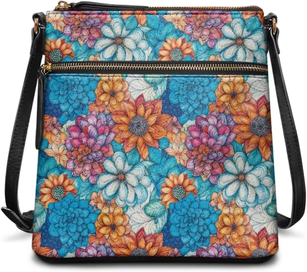 Casual Crossbody Bags for Women PU Shoulder Purse Bag Lightweight Messenger Bag with Zipper for Travel Shopping