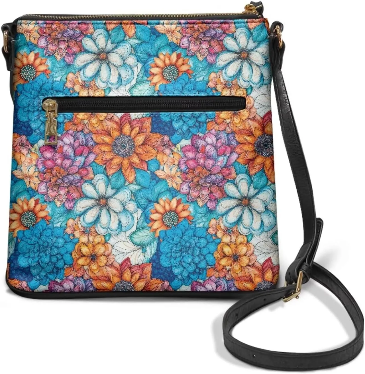 Casual Crossbody Bags for Women PU Shoulder Purse Bag Lightweight Messenger Bag with Zipper for Travel Shopping