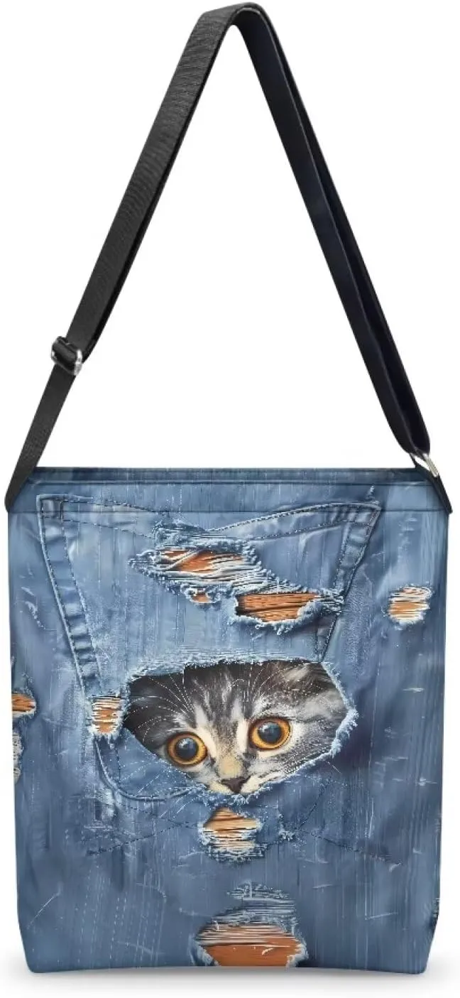 Casual Women Tote Bag Large Canvas Shoulder Bag Outdoors Messenger Bag with Pocket Handbag with Strap Crossbody Bag