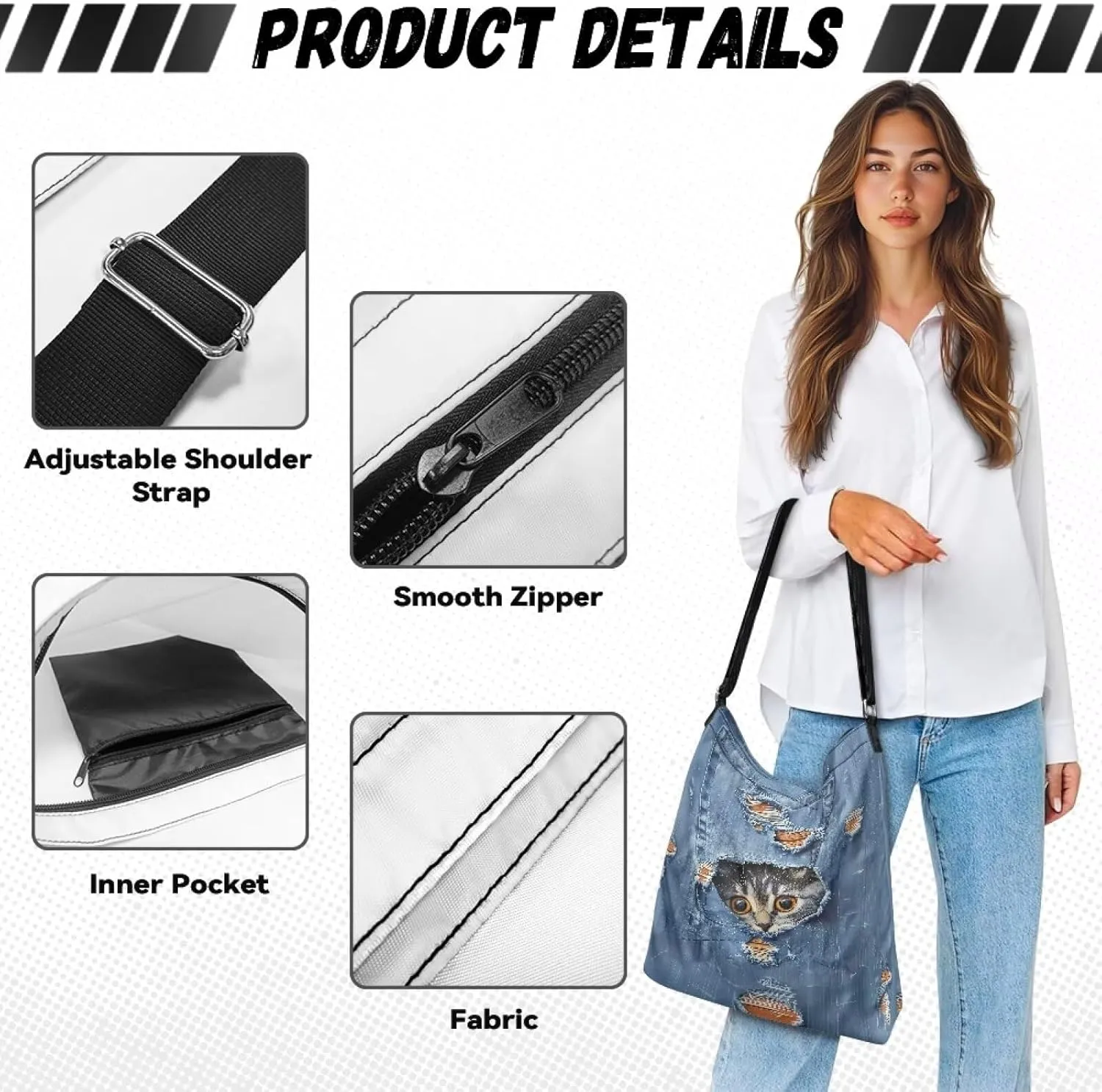 Casual Women Tote Bag Large Canvas Shoulder Bag Outdoors Messenger Bag with Pocket Handbag with Strap Crossbody Bag