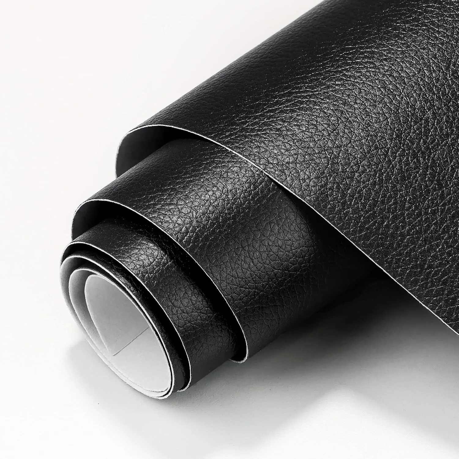 CAX Black Faux Leather Repair Patch 15.7x160 Inch Large Self-Adhesive Leather Repair Tape,Leather Repair Kit for Cabinets,Shelves,Sofa,Car Seats,Chairs,Bags,Shoes(Waterproof, Textured)