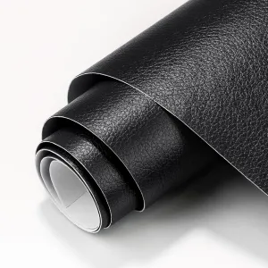 CAX Black Faux Leather Repair Patch 15.7x160 Inch Large Self-Adhesive Leather Repair Tape,Leather Repair Kit for Cabinets,Shelves,Sofa,Car Seats,Chairs,Bags,Shoes(Waterproof, Textured)