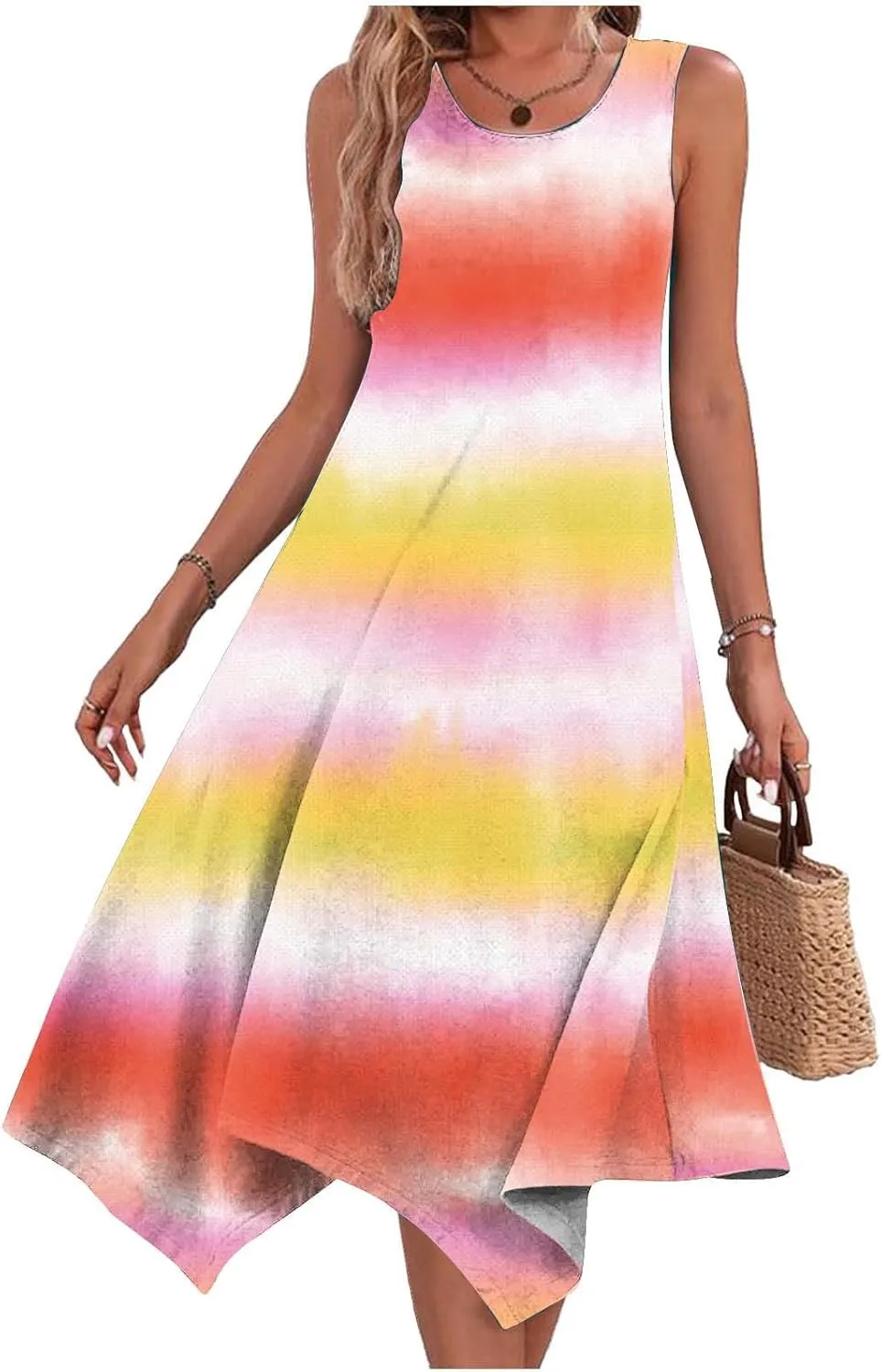 Ceboyel Women Boho Floral Summer Dresses Casual Tank Dress Sleeveless Sundreses Trendy Beach Vacation Clothing 2024