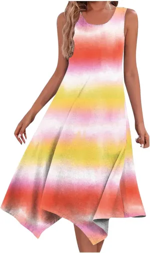 Ceboyel Women Boho Floral Summer Dresses Casual Tank Dress Sleeveless Sundreses Trendy Beach Vacation Clothing 2024