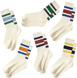Century Star Retro Striped Novelty Socks For Women Vintage Casual Crew Socks Sporty Calf Socks Cotton Socks Women
