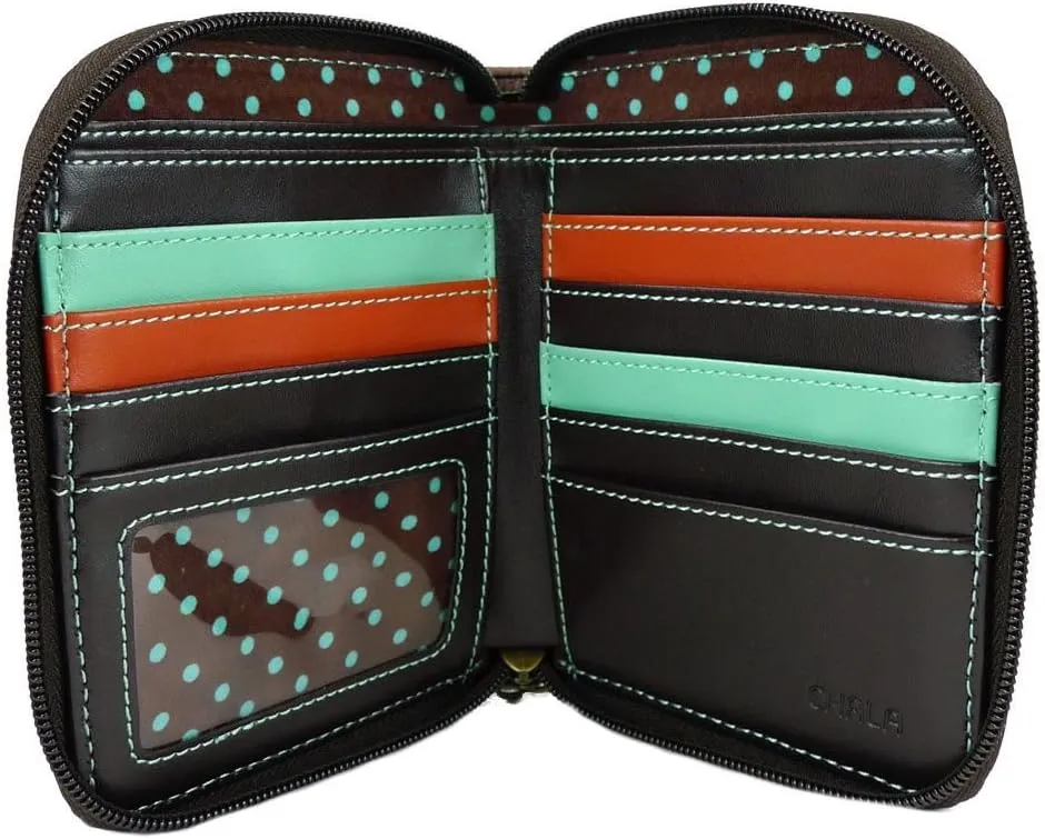 Chala Group Weinder Dog on Scooter Zip-Around Wallet/Wristlet Dachshund, Indigo, 5" x 6" x 1"