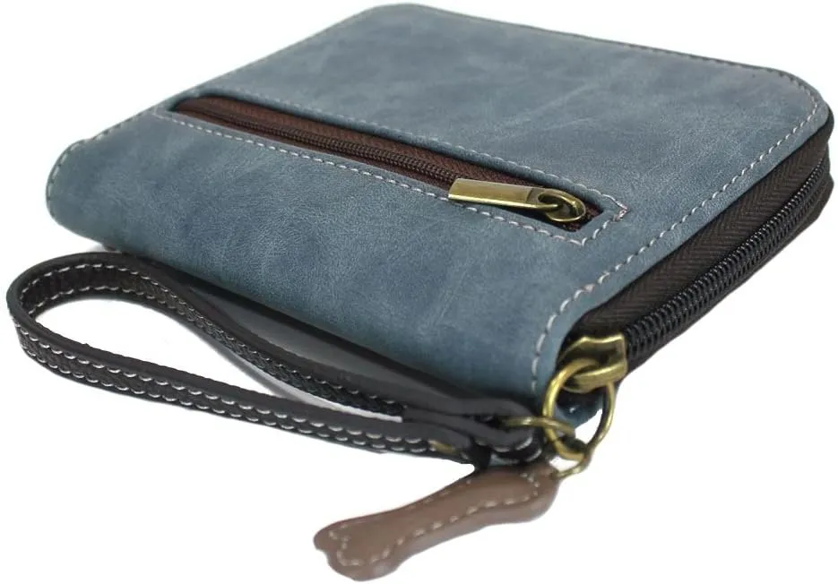 Chala Group Weinder Dog on Scooter Zip-Around Wallet/Wristlet Dachshund, Indigo, 5" x 6" x 1"