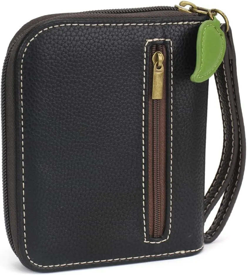 CHALA Handbags- Zip Around Wallet, Wristlet, 8 Credit Card Slots Sturdy Coin Purse for women (Gnome - Olive)