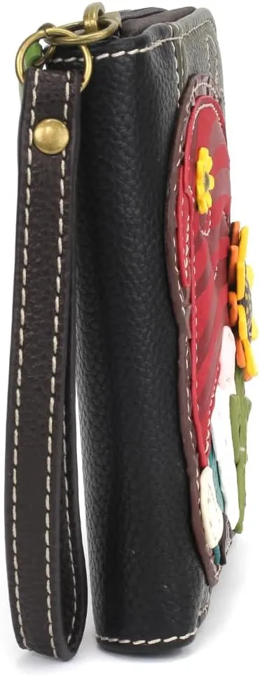 CHALA Handbags- Zip Around Wallet, Wristlet, 8 Credit Card Slots Sturdy Coin Purse for women (Gnome - Olive)