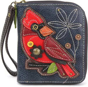 CHALA Handbags- Zip Around Wallet, Wristlet, 8 Credit Card Slots Sturdy Coin Purse for women-Navy Blue (Cardinal)