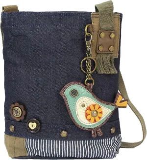 Chala Patch Cross-Body Women Handbag, Blue Denim Canvas Messenger Bag