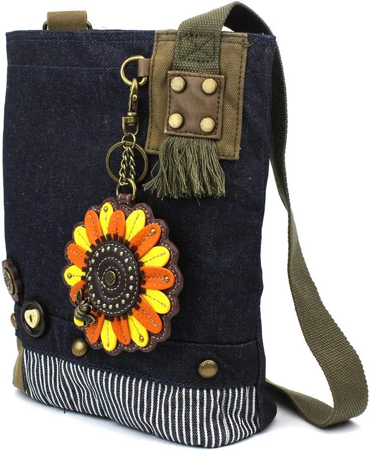 Chala Patch Cross-Body Women Handbag, Blue Denim Canvas Messenger Bag