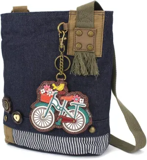 Chala Patch Cross-Body Women Handbag, Blue Denim Canvas Messenger Bag